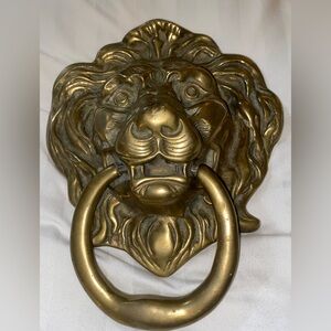 Vintage brass large Gold Lion Head Door Knocker